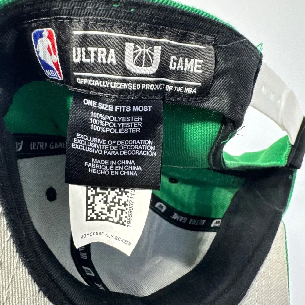 Ultra Game Boston Celtics‎ NBA Snapback Hat Green Embroidered Flat Brim Cap OSFM